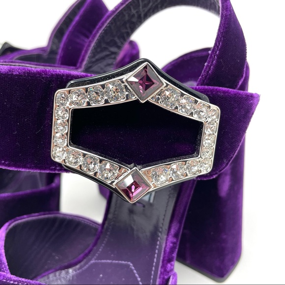 PRADA purple velvet platform sandals, made in Italy, size 37.5 - Picture 11 of 16